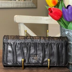 Prada pleated leather double snap wallet (rehabbed)